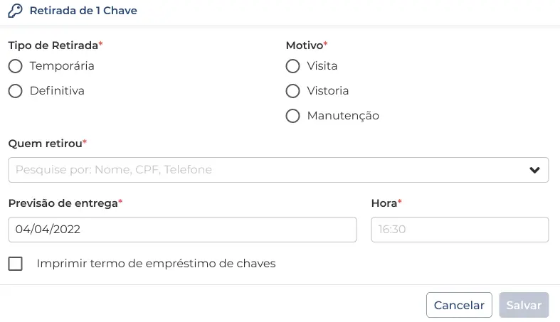 Imagem do controle de chaves da Jetimob.