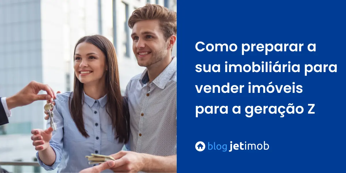 Casal da geração Z pegando as chaves do seu novo imóvel com corretor imobiliário.
