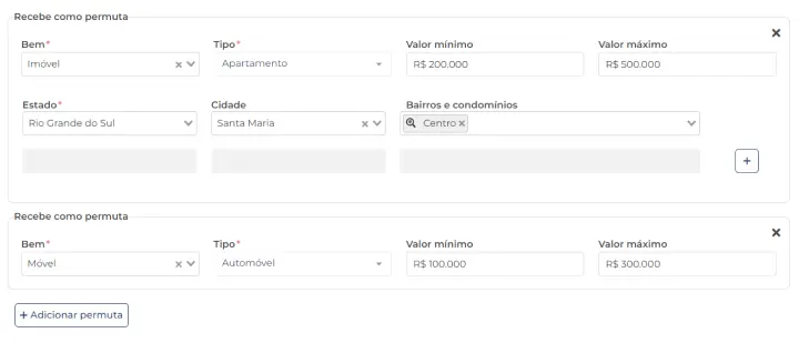 Imagem da gestão de permutas da Jetimob.