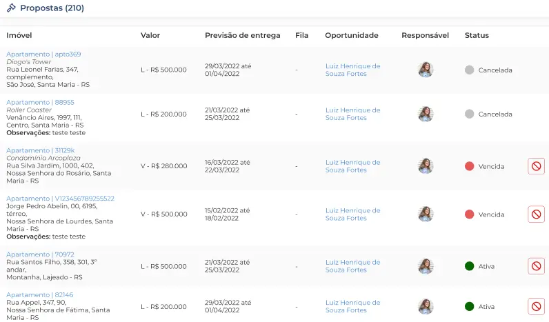 Imagem da gestão de propostas da Jetimob.